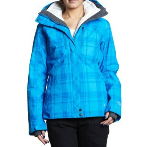 Columbia Whirlybird Interchange 2-in-1 Ski/Snow Jacket Compass Blue Plaid - L